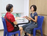 An elderly lady undergoing the ICOPE screening